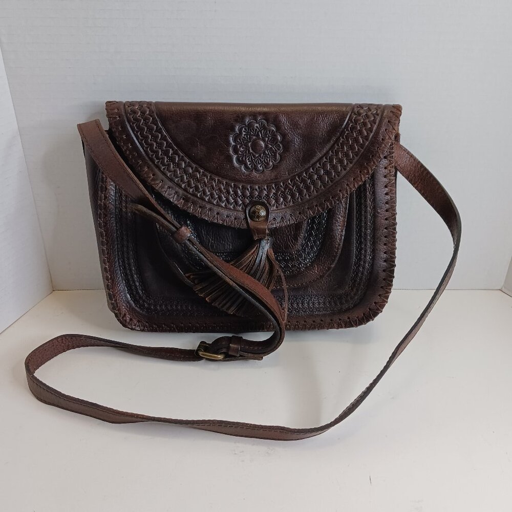 Patricia Nash BEAUMONT Distressed Crossbody BOHO Leather Bag